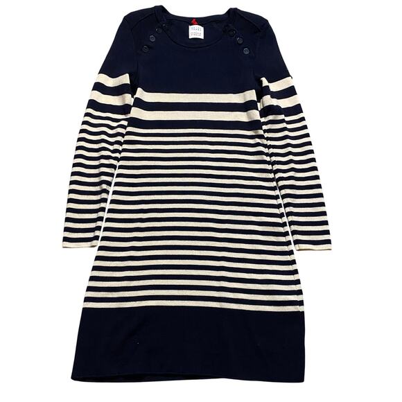 Saint James x Claudie Pierlot Sweater Dress Sz 2 Wool Long Sleeve Navy Ivory - Picture 1 of 9